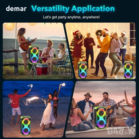 TYOTY Bluetooth високоговорител 160W, 12000 mAh, TWS, LED светлини, снимка 8 - Тонколони - 51856694