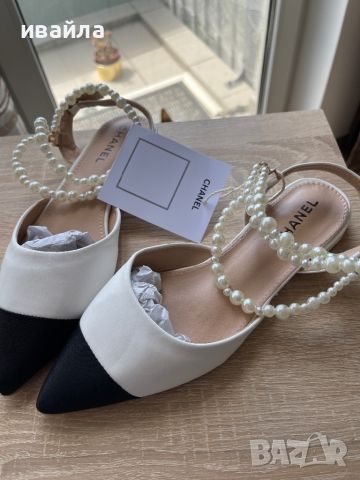 Обувки с перли бежови пантофки бели , снимка 4 - Дамски ежедневни обувки - 45508447