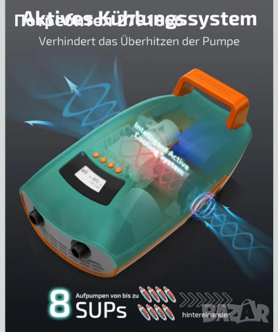 SUP помпа Swonder Seawolf с батерия 9000 mAh 2xпо-бърза въздушна помпа 20PSI за падълборд,каяк нова , снимка 6 - Водни спортове - 52255153