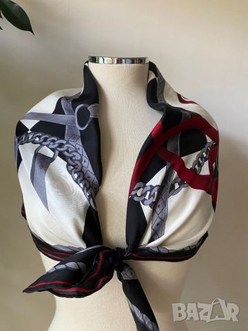 Летен шал/ кърпа за глава в черно и бяло, снимка 6 - Шалове - 46307317
