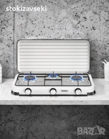 Троен газов котлон газов с капак Rosberg, 30mbar 2x2.2kWh+1x1kWh, снимка 2 - Котлони - 49583965