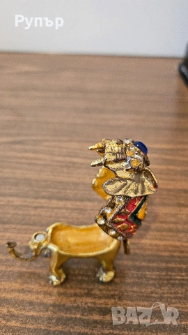 Бронзово слонче с емайли, снимка 4 - Декорация за дома - 53092601