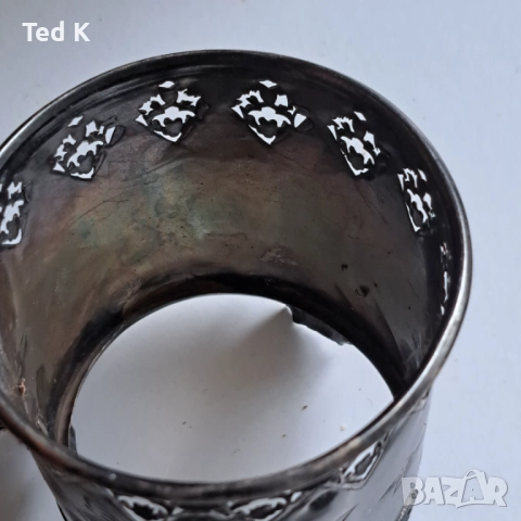 Османска империя сребърен подстакан сребро тугра, снимка 7 - Антикварни и старинни предмети - 52243164