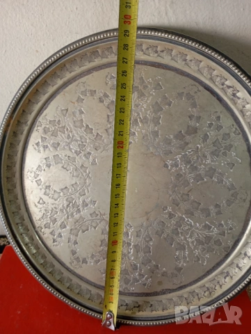 посребрена месингова табла,поднос арт деко, снимка 3 - Антикварни и старинни предмети - 54286301