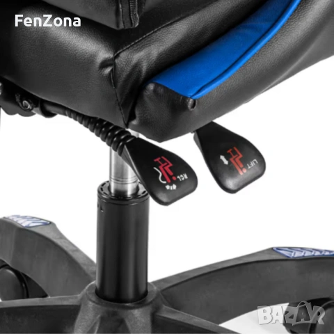 Геймърски стол с поставка за крака - подходящ за деца и тинейджъри- черно-син, въртящ, с масажна фун, снимка 10 - Столове - 54096569