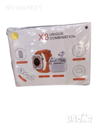 Часовник,Комплект 8 в 1 с X8 Smartwatch,безжични слушалки,зарядно,кабели,външна батерия, снимка 3 - Смарт часовници - 53839867