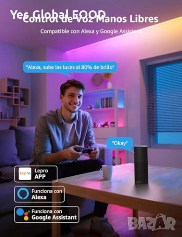 Lepro S1 AI LED лента 30м WiFi Alexa RGB, снимка 7 - Лед осветление - 53799570