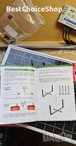 25W 12V монокристален соларен панел комплект с регулируем монтаж и контролер за зареждане, снимка 8 - Къмпинг осветление - 53699865