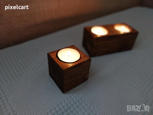 Декоративен сет от 2 части - цвят орех + Подарък 6 чаени свещи, снимка 6 - Декорация за дома - 52173653
