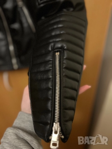 Кожено черно яке, снимка 4 - Якета - 52228479