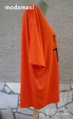 4XL /5XL Нова тениска в оранжево червено , снимка 4 - Тениски - 45830151