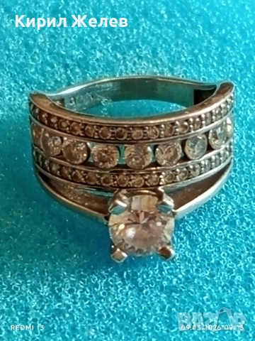 Скъпоценен сребърен пръстен с кристали и фасетиран Циркон много красив 54229, снимка 11 - Пръстени - 53762456