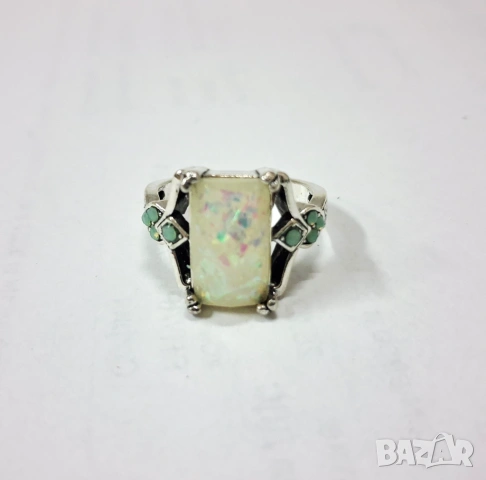 Пръстен с циркони, полирано сребро, снимка 3 - Пръстени - 39039255