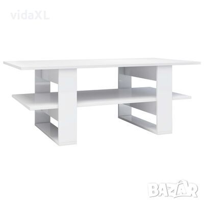 vidaXL Маса за кафе, бял силен гланц, 110x55x42 см, ПДЧ(SKU:800546, снимка 1 - Маси - 45915088