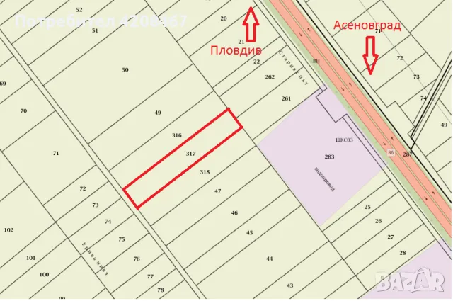 Асеновградско шосе втора линия ПИ:  99088.15.317, снимка 2 - Земеделска земя - 46979856