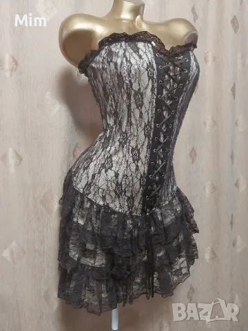 M/L Секси дамска винтидж дантелена корсетна рокля, снимка 3 - Рокли - 50380700