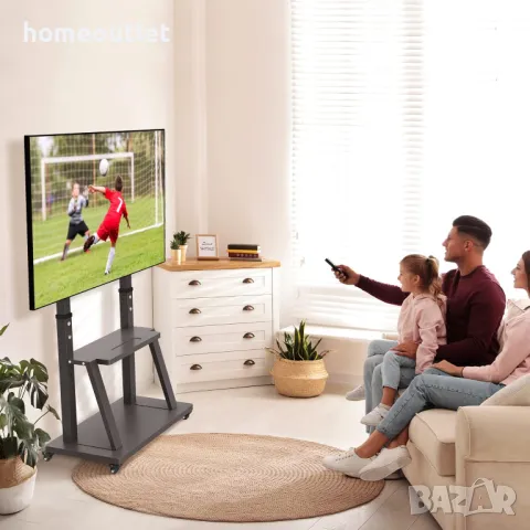 ПРОМОЦИЯ Мобилна стойка за телевизор с рафтове за съхранение на 2 нива UNHO U-990A, снимка 6 - Стойки, 3D очила, аксесоари - 50190717