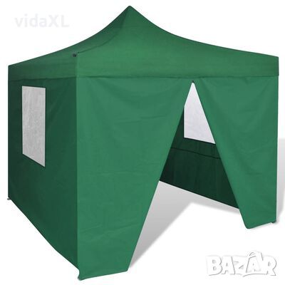 vidaXL Сгъваема шатра 3 х 3 м, с 4 стени, зелена(SKU:41468, снимка 1 - Градински мебели, декорация  - 45594049