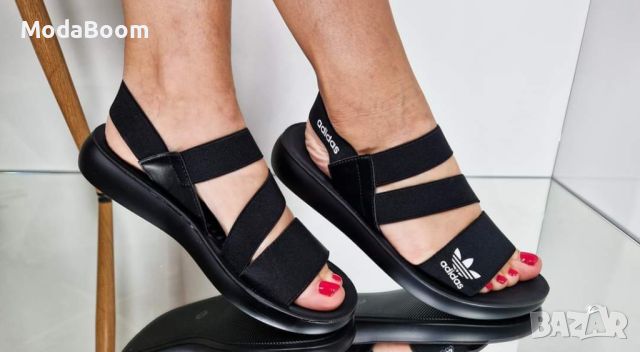 💥НАМАЛЕНИ💥 Adidas стилни черни дамски сандали , снимка 2 - Сандали - 46088269