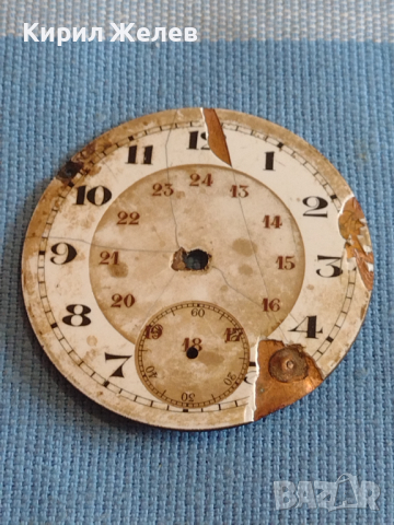 Керамичен циферблат за джобен часовник стар рядък за КОЛЕКЦИЯ ЧАСТИ 43731, снимка 1 - Антикварни и старинни предмети - 44950813