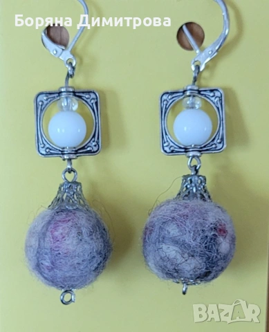 Еко бижута от вълна - красиви обеци за ежедневието! Уникати!, снимка 2 - Обеци - 53657020