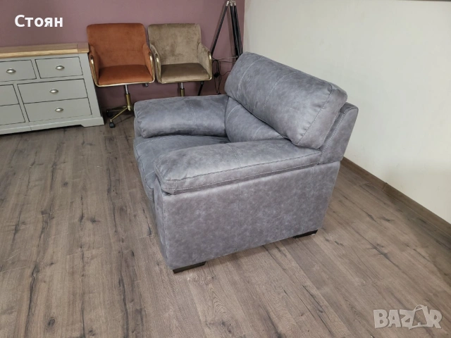 Сив фотьойл от плат, снимка 5 - Дивани и мека мебел - 53693230