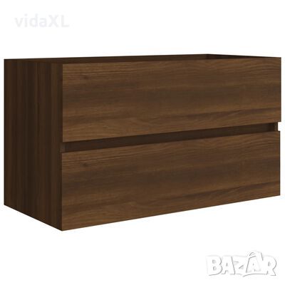 vidaXL Шкаф за мивка, кафяв дъб, 80x38,5x45 см, инженерно дърво（SKU:815653, снимка 1 - Шкафове - 46333300