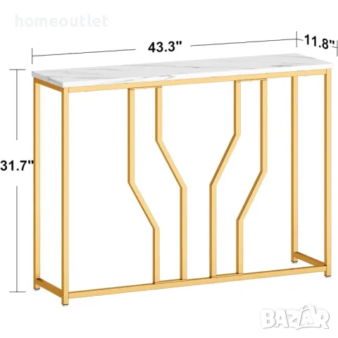 ПРОМОЦИЯ Елегантна конзолна маса със златиста основа и плот от синтетичен мрамор 10FJGSGS501, снимка 5 - Маси - 48849919