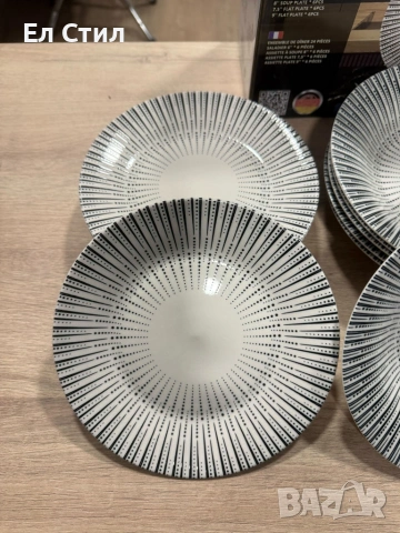 Комплект чинии 24 части с геометричен дизайн – Елегантност за всяка трапеза, снимка 10 - Сервизи - 53567249