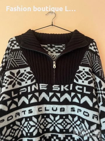 Дамска плетена блуза с цип отпред в черно и бяло 🖤🤍🖤🤍🖤🤍🖤🤍🖤🖤, снимка 3 - Блузи с дълъг ръкав и пуловери - 53771357