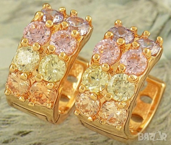 Красиви обеци от 9к попълнено злато с разноцветни цирконии 15 лв.