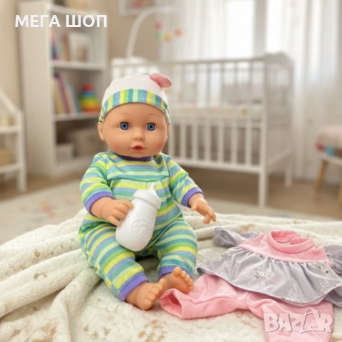 Бебе кукла Baby Doll с 10 звука и аксесоари, снимка 2 - Кукли - 52920532