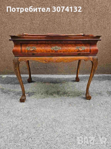 Помощна маса с интарзия в стил Чипъндейл, снимка 3 - Маси - 53500155