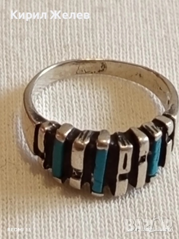 СРЕБЪРЕН ПРЪСТЕН с ТЮРКОАЗ МЕКСИКАНСКИ СТИЛ АРТ БИЖУ МАЙСТОРСКА ИЗРАБОТКА 43192, снимка 7 - Пръстени - 52854942