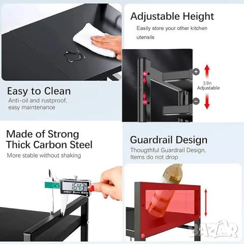 Разширяема поставка за микровълнова фурна,  стомана, здрава стойка, , снимка 3 - Микровълнови - 47078254