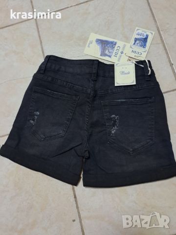 Черни дънкови панталонки , снимка 5 - Къси панталони и бермуди - 46448422