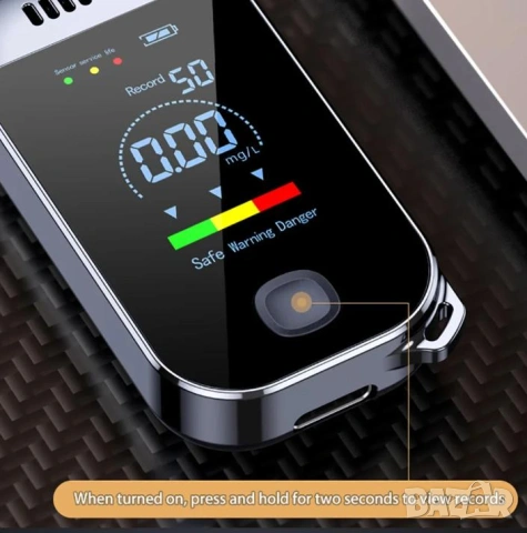 Преносим Безконтактен Дрегер Алкотестер Високоточен Сензор за Алкохол Тестер Дигитален Алкохоломер, снимка 7 - Други - 53428774