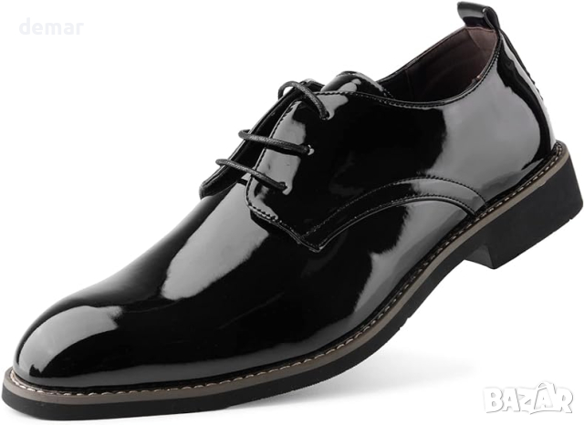 Мъжки лачени обувки класически модни Оксфорд, черни, размер 42, снимка 3 - Официални обувки - 45070782