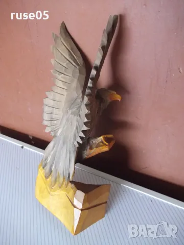 Фигура дървена "Орел кацнал върху скала" резбована, снимка 2 - Колекции - 50337343