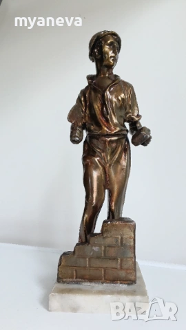"Колхозник", бронзова, стара статуетка от СССР. , снимка 4 - Статуетки - 54183906