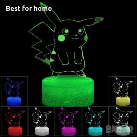 PIKACHU 3D LED лампа, снимка 4 - Други - 47991960