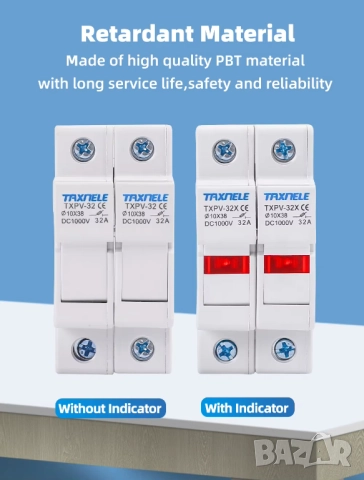 Taxnele 2P паралелен DC държач за предпазители за соларни фотоволтаични системи 10*38 мм DC 1000V, снимка 9 - Друга електроника - 52702189