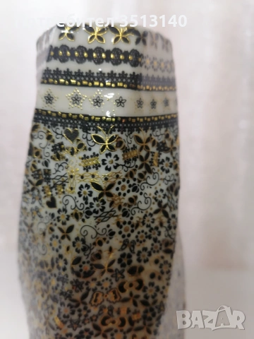 Ваза за цветя ръчно декорирана 22 см, снимка 2 - Декорация за дома - 53578351