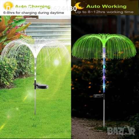 Соларна LED лампа за градина с дизайн на медуза 4469, снимка 6 - Соларни лампи - 52567531