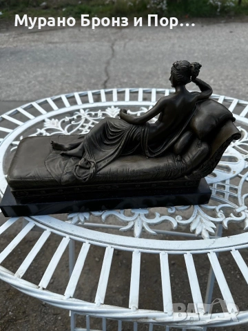 Масивна бронзова скулптура "Полин Бонапарт като Венера" (A. Canova) – 6 кг, подпис на автора, снимка 4 - Антикварни и старинни предмети - 53985612