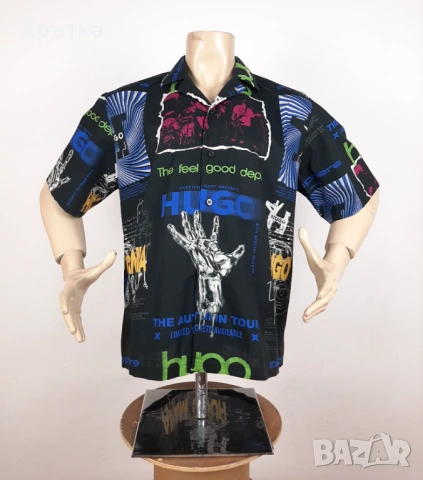 Hugo Boss Eligino - Оригинална мъжка риза с къс ръкав размер L, снимка 4 - Ризи - 53928351