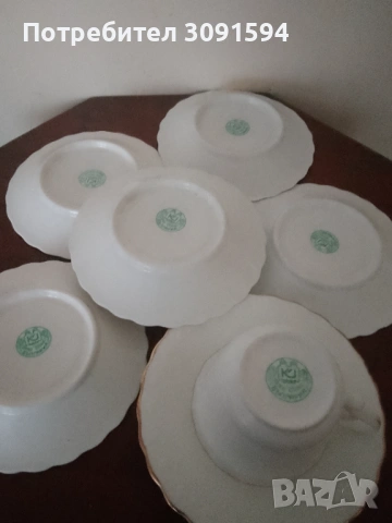 Чаша и 6 чинийки костен порцелан България , снимка 4 - Чаши - 53831461
