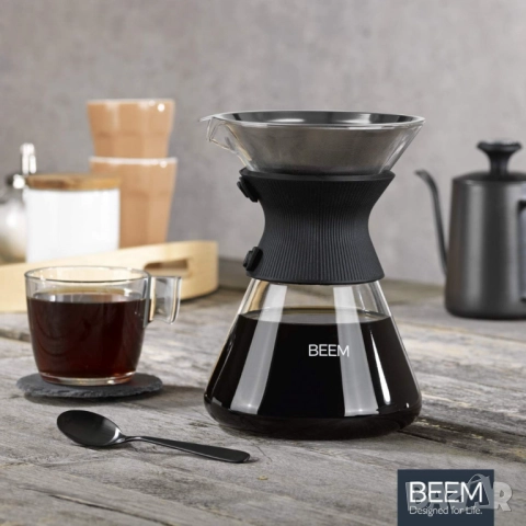 1бр/ Стъклена кана с метален филтър BEEM Classic Selection Pour Over (до 6 чаши), снимка 4 - Други - 51974699