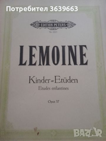 Kinder-Etüden für Klavier / Études enfantines pour piano: Opus 37Henry Lemoine