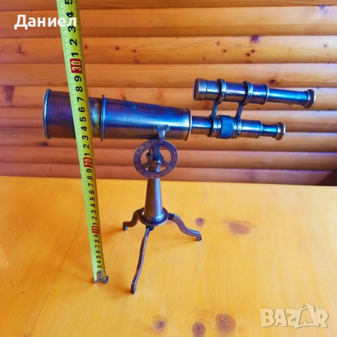 Бронзов далекоглед с античен дизайн и бронзова тринога , снимка 2 - Подаръци за мъже - 43052167
